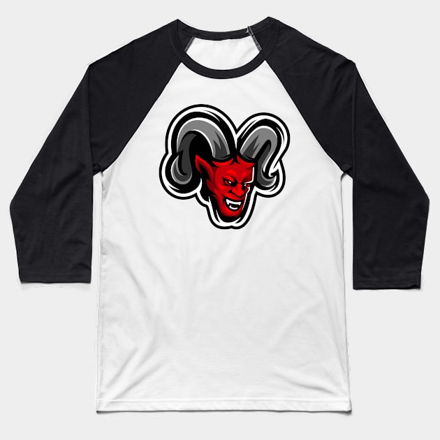 Red devil mascot illustration Baseball T-Shirt by Wawadzgnstuff